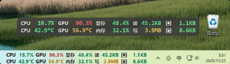 #硬件监控😞 LiteMonitor，小巧的 Windows 硬件监控工具一款轻量、可定制的开源桌面硬件监控软件 — 实时监测 CPU、GPU、内存、磁盘、网络等系统性能
