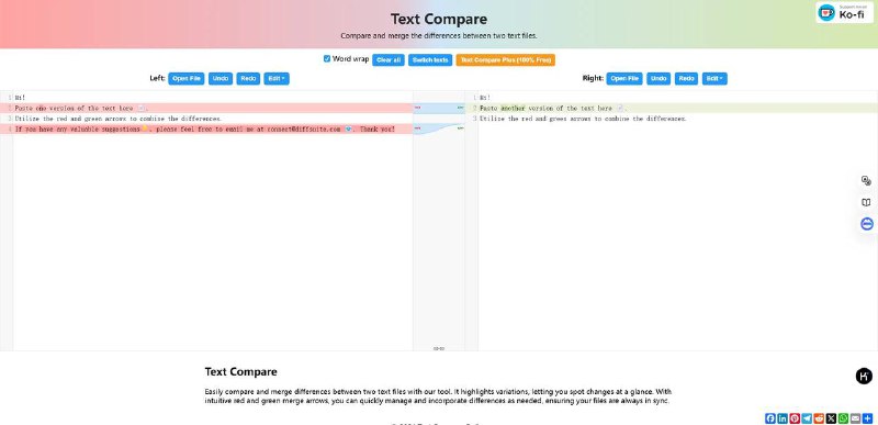 一个小工具，能够比较并合并两个文本文件之间的差异，并通过高亮标注变化～
